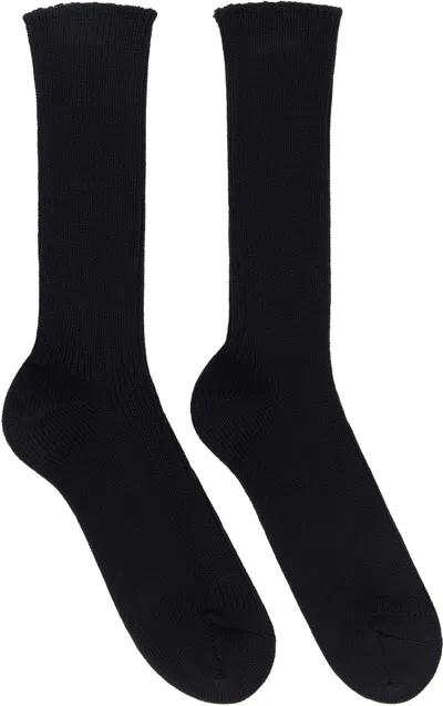 Auralee Black Cotton Cashmere Low Gauge Socks
