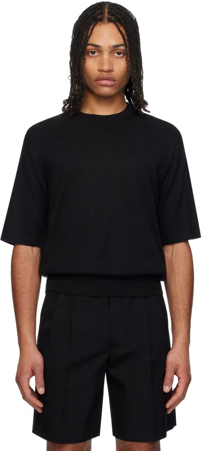 Auralee Black Hard Twist Cashmere Knit T-shirt