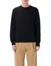 Auralee Black Knitted Round Neck Pullover In Black