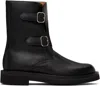 Auralee Black Leather Work Boots In Black