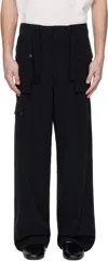 Auralee Black Light Cotton Wool Viyella Cargo Pants In Black