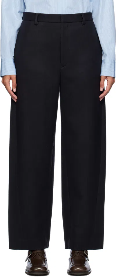 Auralee Black Light Melton Trousers In Top Charcoal