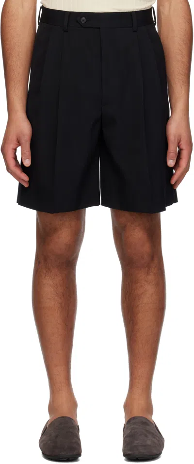 AURALEE BLACK LIGHT WOOL MAX GABARDINE SHORTS