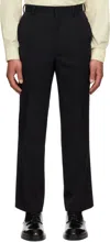 Auralee Black Light Wool Max Gabardine Trousers In Top Black