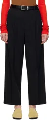 Auralee Black Light Wool Max Gabardine Trousers In Top Black