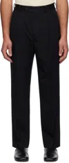 Auralee Black Light Wool Max Gabardine Two-tuck Trousers In Top Black
