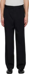 Auralee Black Light Wool Two-tucks Trousers In Black