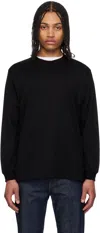 Auralee Black Luster Plaiting L/s T-shirt In Black