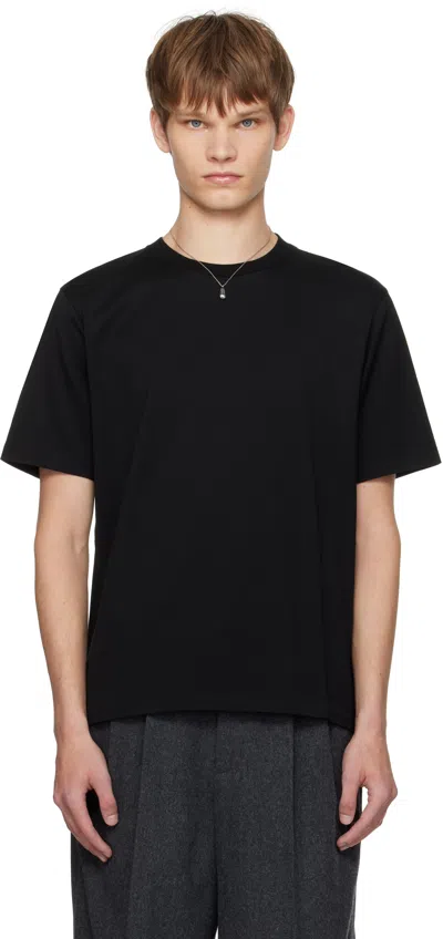 AURALEE BLACK LUSTER PLAITING T-SHIRT