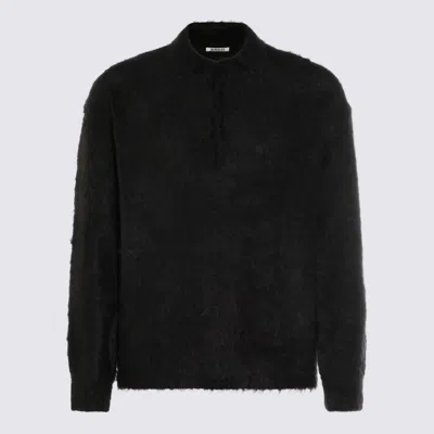 Auralee Cozy Long Sleeve Crewneck Sweater In Black