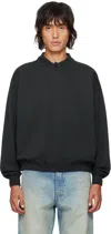 AURALEE BLACK PIMA LIGHT SWEAT POLO