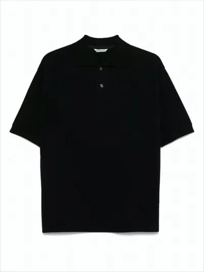 Auralee Black Polo Shirt With Classic Collar