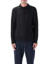 Auralee Brushed Super Kid Mohair Knit Relaxed Polo In Black