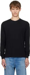 Auralee Black Seamless L/s T-shirt In Black
