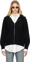 Auralee Black Smooth Soft Bd Sweat Zip Hoodie In Black