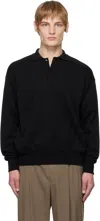 Auralee Black Smooth Soft Sweat Polo In Black