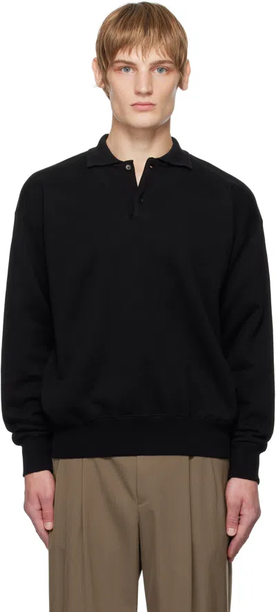 Auralee Black Smooth Soft Sweat Polo