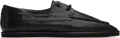 Auralee Black Soft Leather Deck Shoes