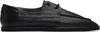 Auralee Black Soft Leather Deck Shoes In Black