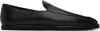Auralee Black Soft Leather Slip-on Loafers In Black