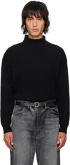 AURALEE BLACK SUPER FINE WOOL TURTLENECK