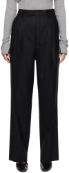 Auralee Black Super Light Wool Trousers In Black