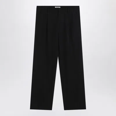 Auralee Black Trousers In Cotton And Wool In Multi