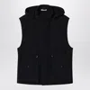 Auralee Black Wool Canvas Gilet With Drawstring In Blue