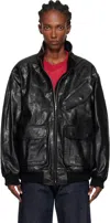 Auralee Black Zip Lamb Leather Jacket In Black