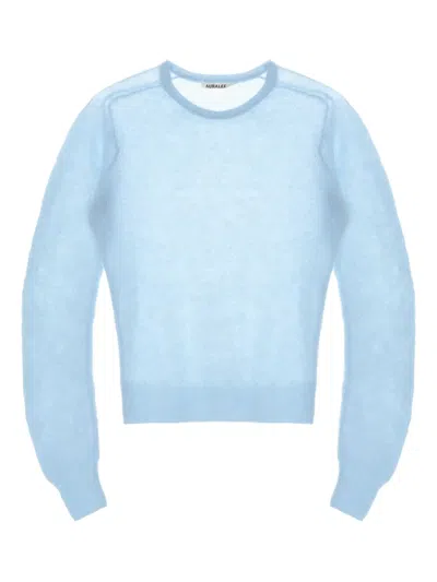 Auralee Alpaca Wool Blend Knitted Top In Blue