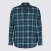 Auralee Lightweight Wool Plaid Long Sleeve Shirt In Blue