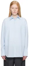 Auralee Blue Suvin High Count Cloth Stripe Shirt
