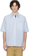 Auralee Blue Suvin High Count Cloth Stripe Shirt In Blue