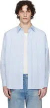 Auralee Blue Suvin High Count Cloth Stripe Shirt