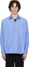 Auralee Blue Suvin High Count Cloth Stripe Shirt