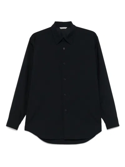 Auralee Blue Wool Long Sleeve Shirt