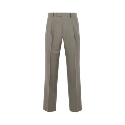 Pre-owned Auralee Bluefaced Wool Two-tuck Slacks 'khaki Grey Stripe' | Tan | Men's Size 4 In Brown