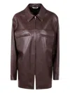 Auralee Bomber-style Leather Jacket In Brown