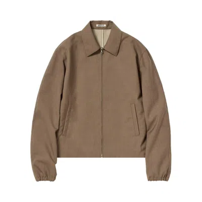 Pre-owned Auralee Bonded Tropical Wool Zip Blouson 'top Brown' | Women's Size 0