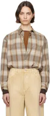 Auralee Brown & Gray Super Light Wool Check Shirt