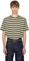 Auralee Striped Pattern Cotton T-shirt With Short Sleeves In Brown