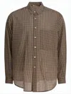 Auralee Brown Gingham Check Long Sleeve Shirt In Brown