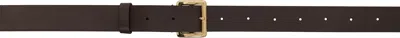 Auralee Brown Leather Square Buckle Belt In Dark Brown