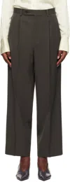 Auralee Brown Light Wool Gabardine Trousers In Dark Brown
