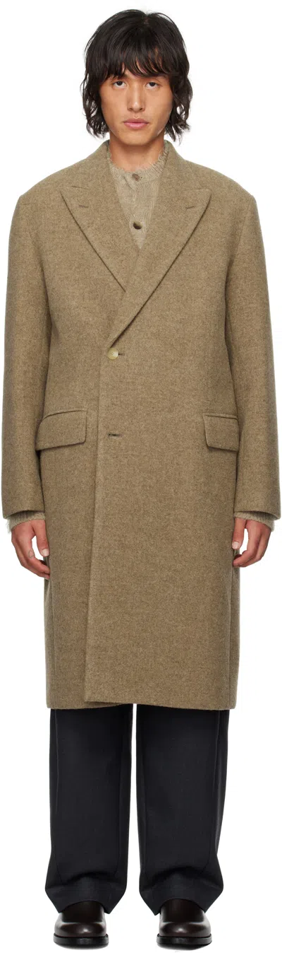 Auralee Brown Sponge Wool Melton Chesterfield Coat In Top Brown