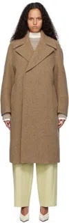 Auralee Brown Sponge Wool Melton Double-breasted Coat In Top Brown