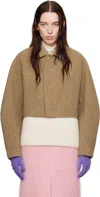 Auralee Brown Sponge Wool Melton Short Jacket In Top Brown