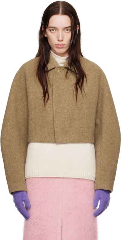 Auralee Brown Sponge Wool Melton Short Jacket In Top Brown
