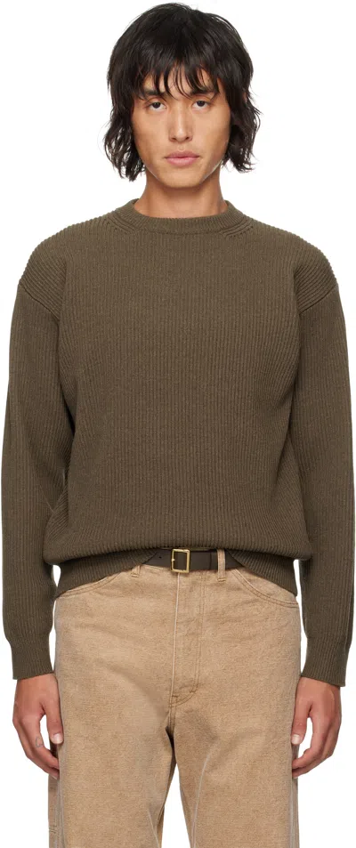 Auralee Brown Super Fine Wool Sweater In Top Brown