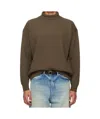 Auralee Brown Super Fine Wool Turtleneck In Green